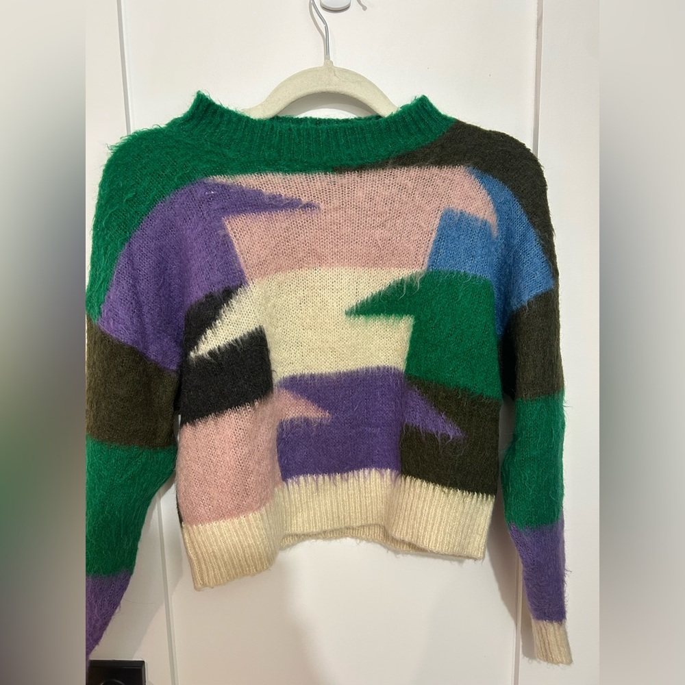 Vibrant Geometric Mohair Sweater